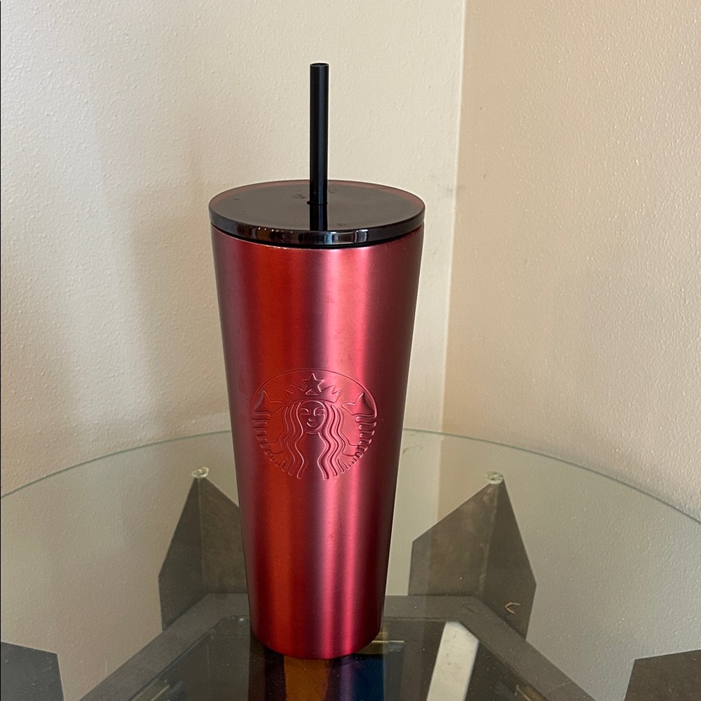 Starbucks Shiny Red Tumbler with Black Lid